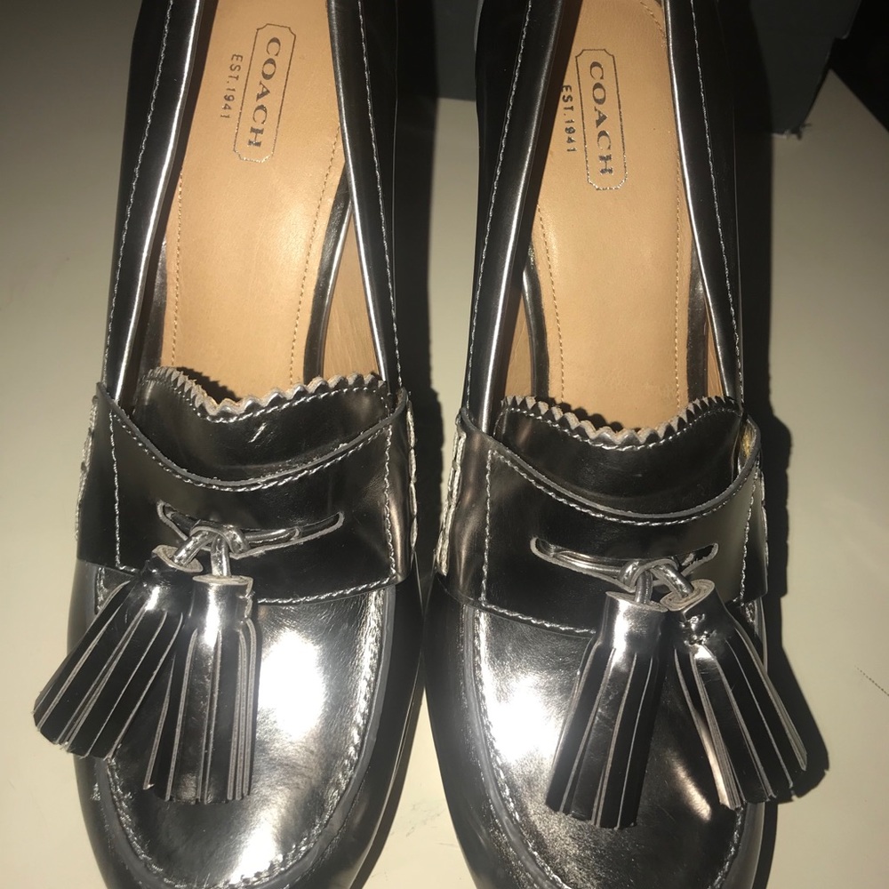 Metallic Coach loafer Coach heels brand new